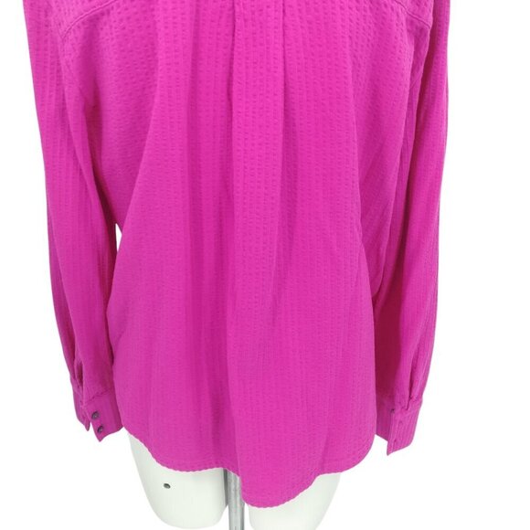 Boden Pink Button Front Seersucker Long Sleeve Blouse Size 4 Stretch Cotton - Picture 4 of 12